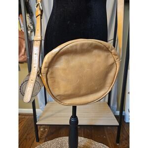 Hobo Genuine Leather Camel Round Crossbody Bag